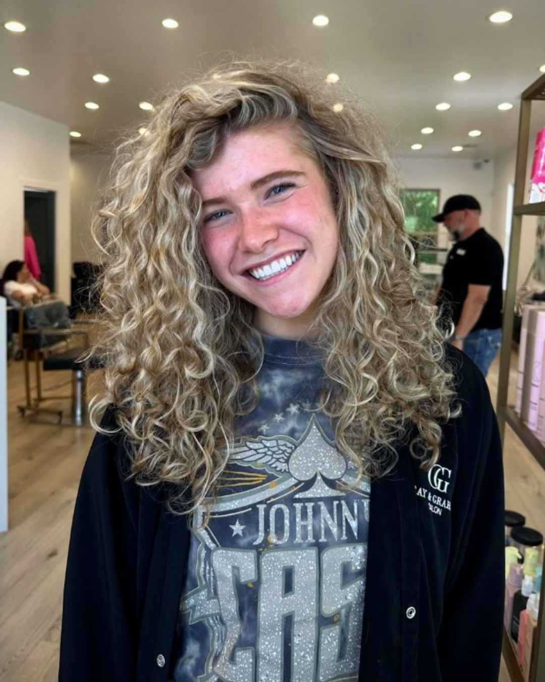 Curly Hair Blonde Highlights by Alexis